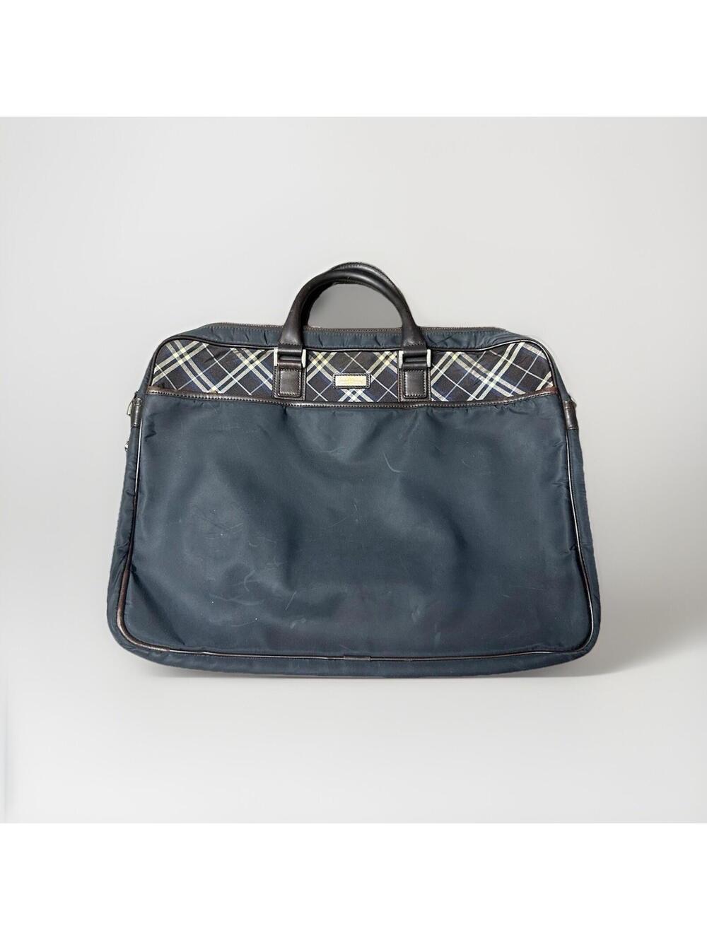 Burberry Black Label 2way Nova Check Briefcase Leather Nylon Authentic